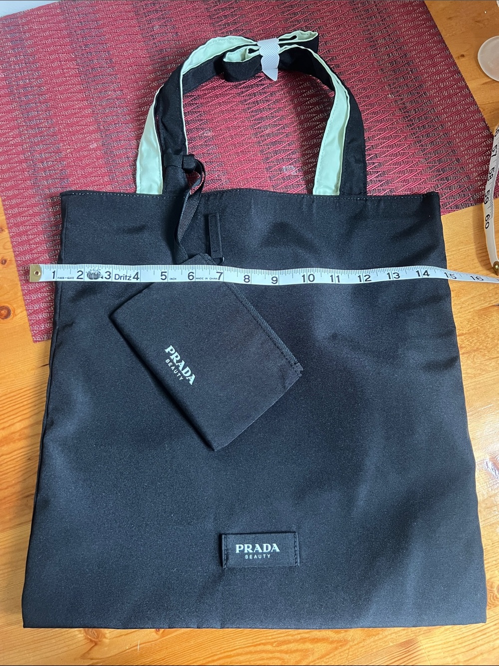 Prada Black Tote with Mint Trim Handles